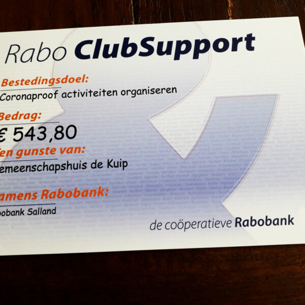 Rabo ClubSupport cheque 2020