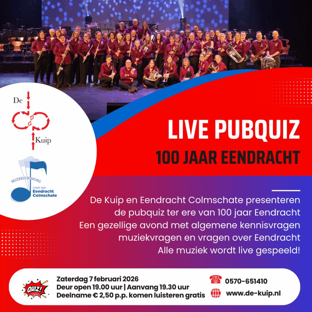 Banner Live Pubquiz 100 jaar Eendracht