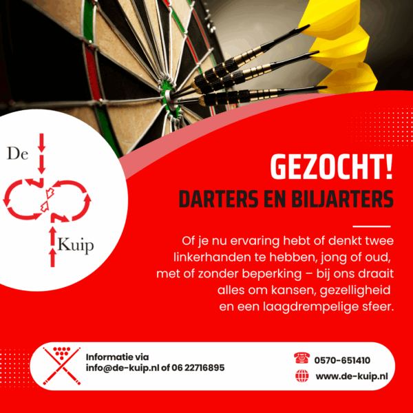 Banner Darters en Biljarters gezocht 2025
