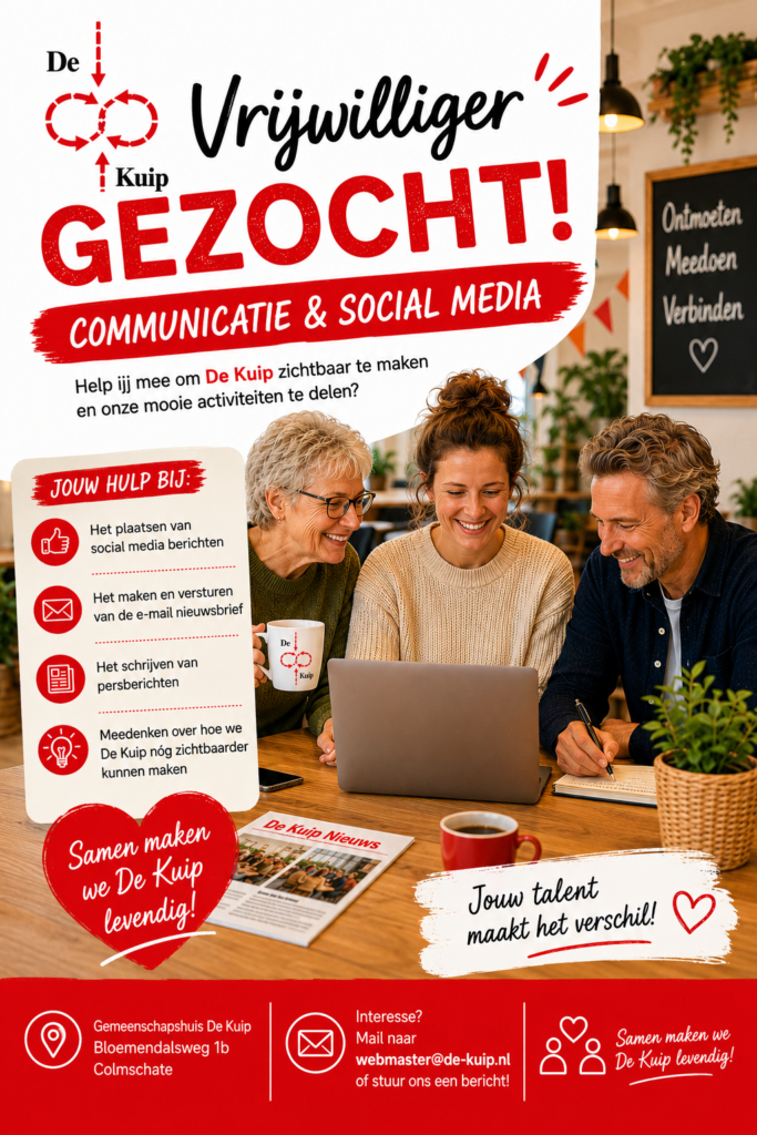 Vrijwilliger communicatie gezocht